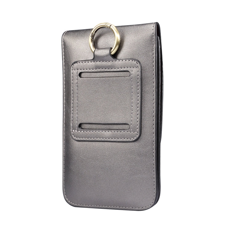 Lambskin Texture Men Phone Universal Double Lattice Waist Bag Leather Case, Size:S