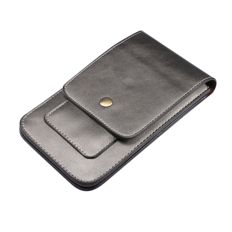 Lambskin Texture Men Phone Universal Double Lattice Waist Bag Leather Case, Size:S
