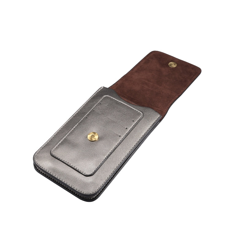 Lambskin Texture Men Phone Universal Double Lattice Waist Bag Leather Case, Size:S