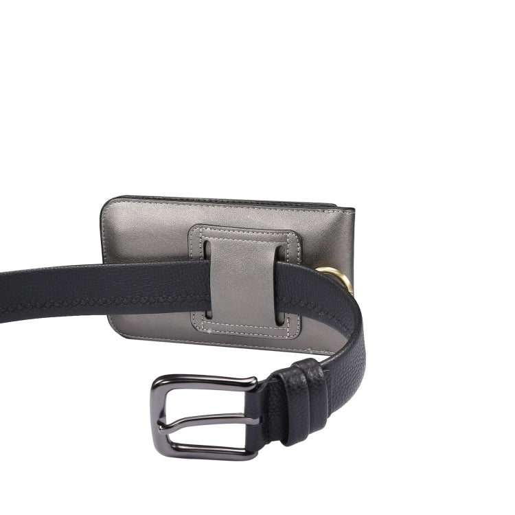 Lambskin Texture Men Phone Universal Double Lattice Waist Bag Leather Case, Size:S