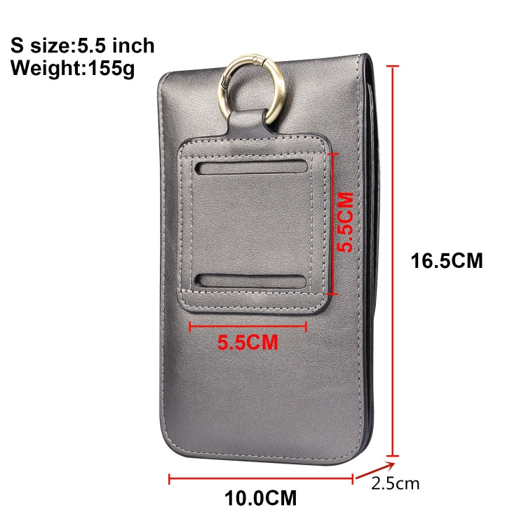 Lambskin Texture Men Phone Universal Double Lattice Waist Bag Leather Case, Size:S
