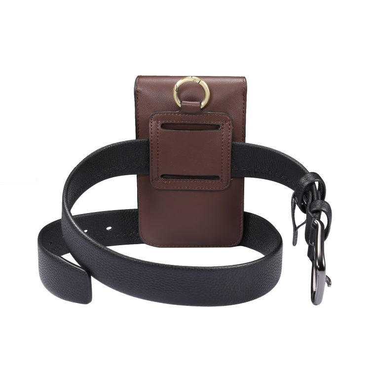 Lambskin Texture Men Phone Universal Double Lattice Waist Bag Leather Case, Size:S