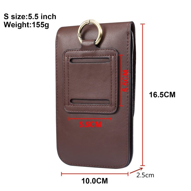 Lambskin Texture Men Phone Universal Double Lattice Waist Bag Leather Case, Size:S