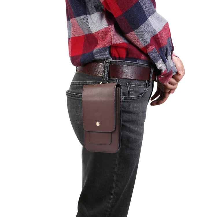 Lambskin Texture Men Phone Universal Double Lattice Waist Bag Leather Case, Size:S