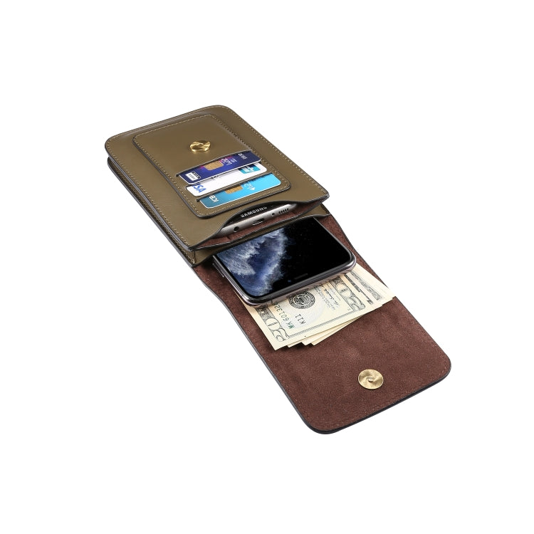 Lambskin Texture Men Phone Universal Double Lattice Waist Bag Leather Case, Size:S