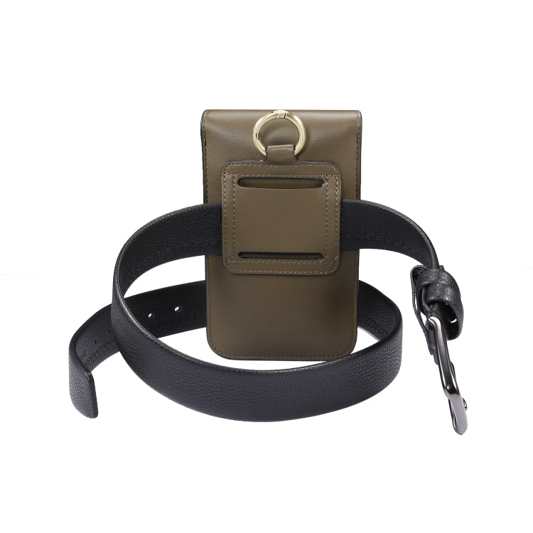 Lambskin Texture Men Phone Universal Double Lattice Waist Bag Leather Case, Size:S