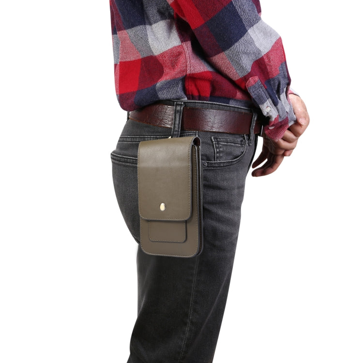 Lambskin Texture Men Phone Universal Double Lattice Waist Bag Leather Case, Size:S