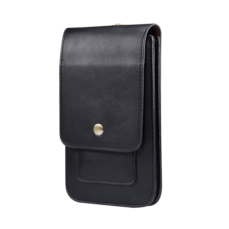 Lambskin Texture Men Phone Universal Double Lattice Waist Bag Leather Case, Size:L