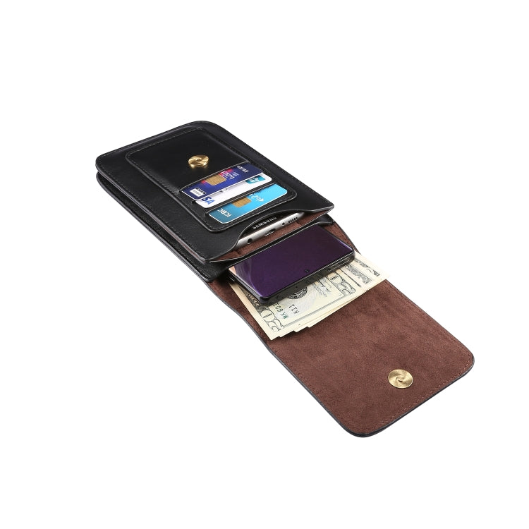 Lambskin Texture Men Phone Universal Double Lattice Waist Bag Leather Case, Size:L