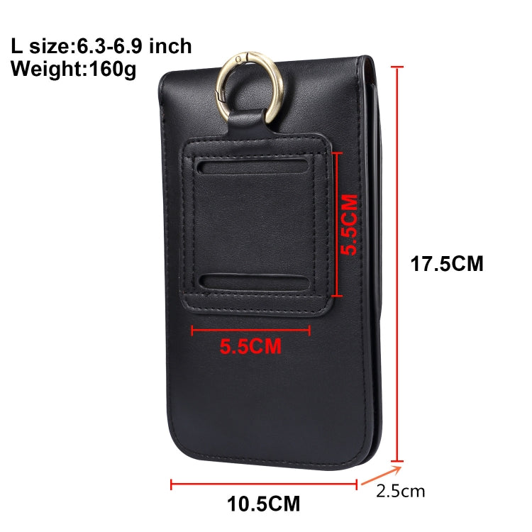 Lambskin Texture Men Phone Universal Double Lattice Waist Bag Leather Case, Size:L