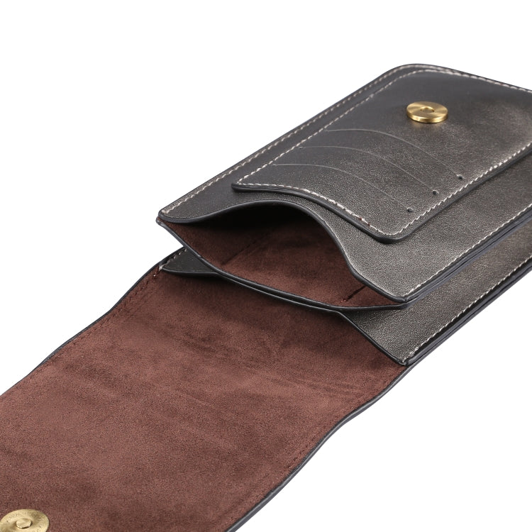 Lambskin Texture Men Phone Universal Double Lattice Waist Bag Leather Case, Size:L