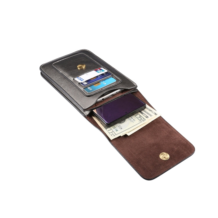 Lambskin Texture Men Phone Universal Double Lattice Waist Bag Leather Case, Size:L