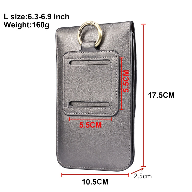 Lambskin Texture Men Phone Universal Double Lattice Waist Bag Leather Case, Size:L