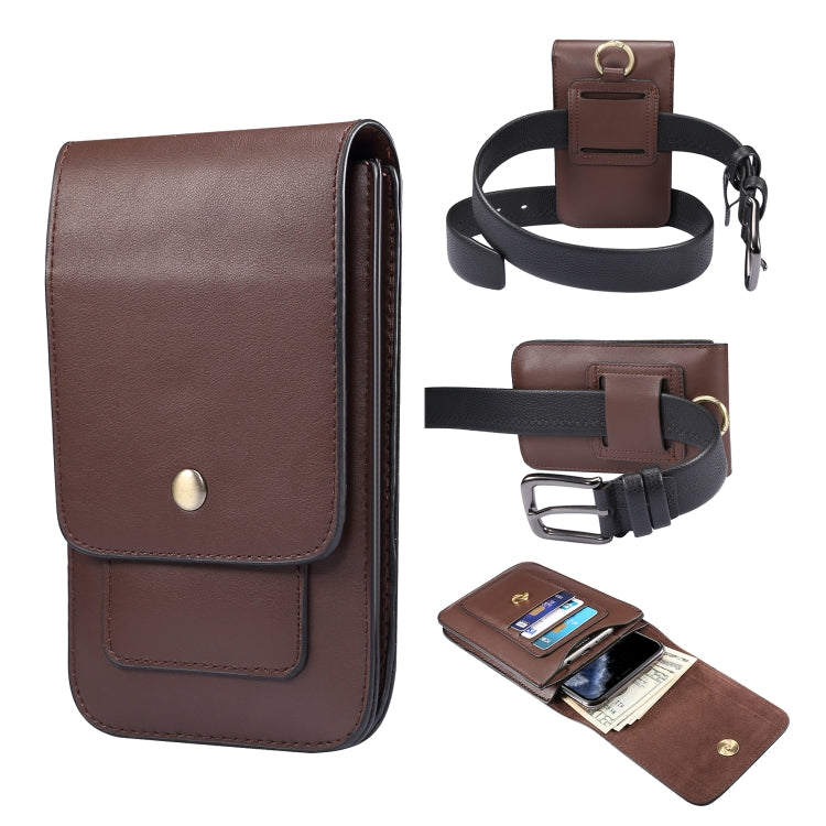 Lambskin Texture Men Phone Universal Double Lattice Waist Bag Leather Case, Size:L