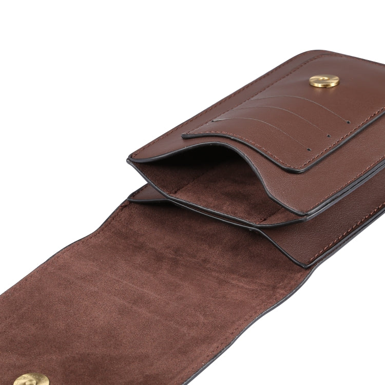 Lambskin Texture Men Phone Universal Double Lattice Waist Bag Leather Case, Size:L