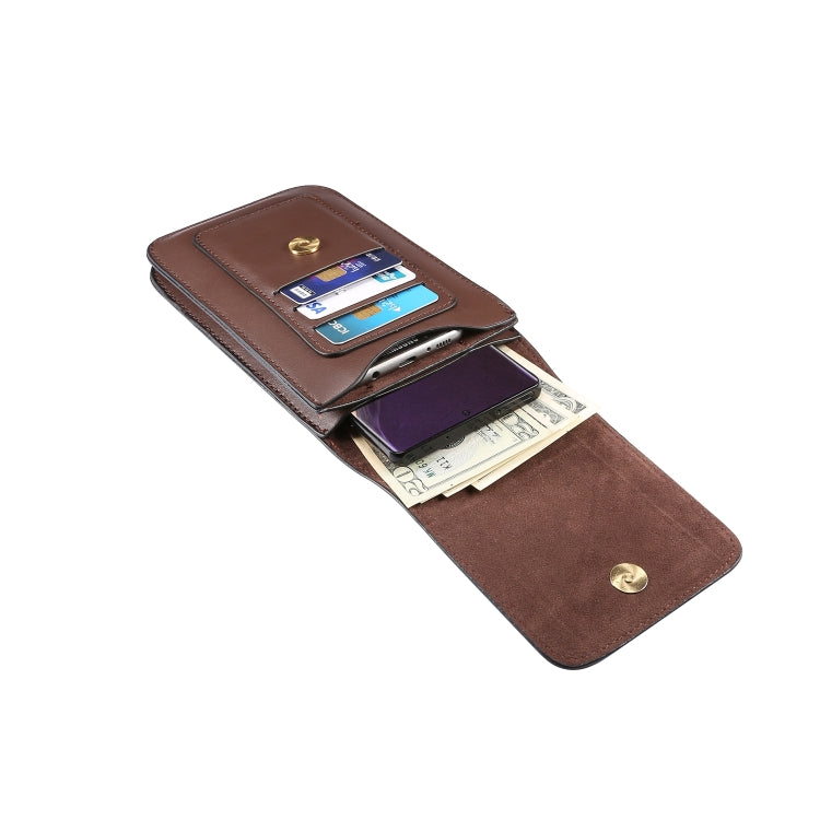 Lambskin Texture Men Phone Universal Double Lattice Waist Bag Leather Case, Size:L