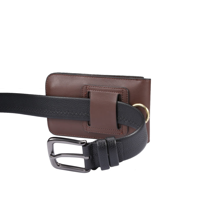 Lambskin Texture Men Phone Universal Double Lattice Waist Bag Leather Case, Size:L