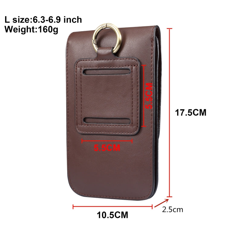 Lambskin Texture Men Phone Universal Double Lattice Waist Bag Leather Case, Size:L