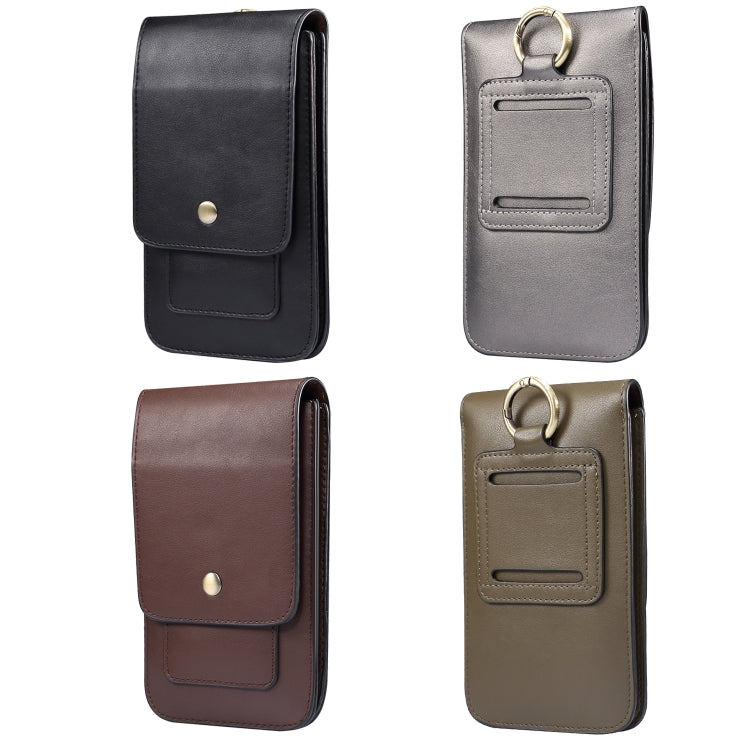 Lambskin Texture Men Phone Universal Double Lattice Waist Bag Leather Case, Size:L