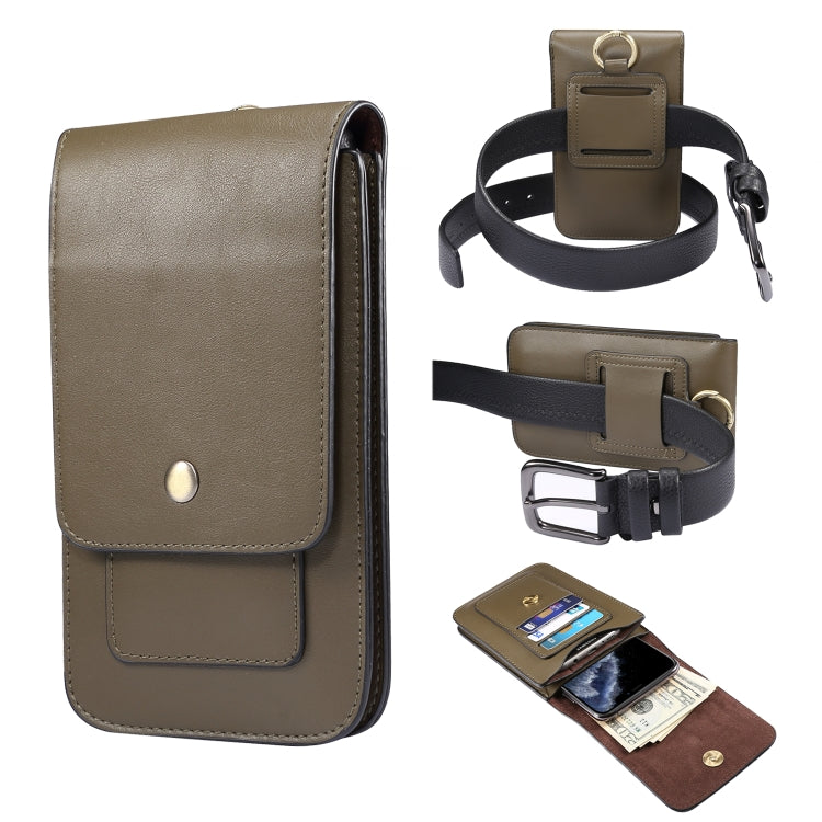 Lambskin Texture Men Phone Universal Double Lattice Waist Bag Leather Case, Size:L