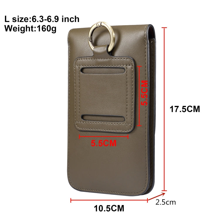 Lambskin Texture Men Phone Universal Double Lattice Waist Bag Leather Case, Size:L
