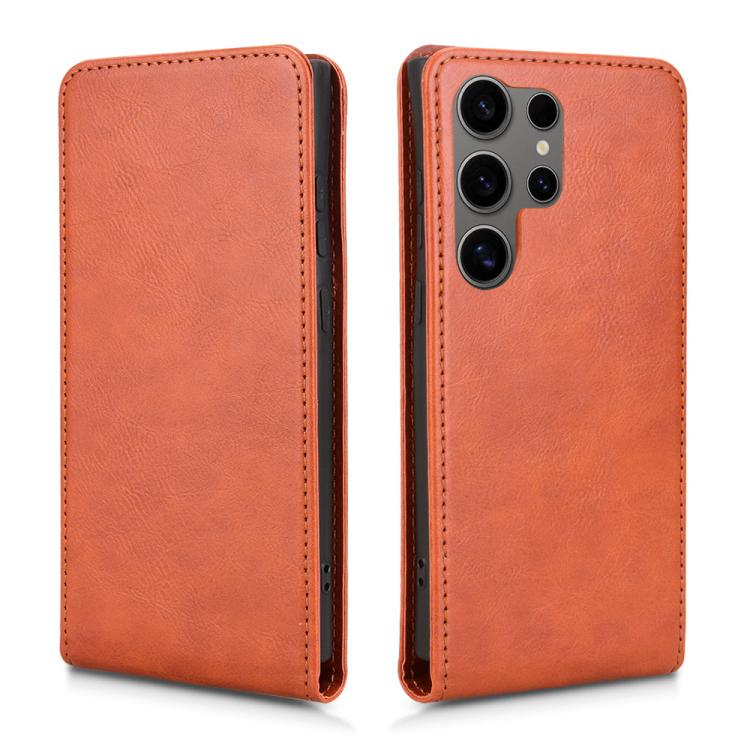 For Samsung Galaxy S24 Ultra 5G Magnetic Vertical Flip Leather Phone Case
