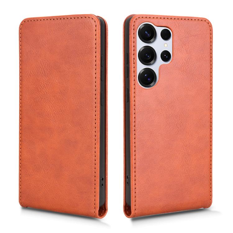 For Samsung Galaxy S25 Ultra 5G Magnetic Vertical Flip Leather Phone Case