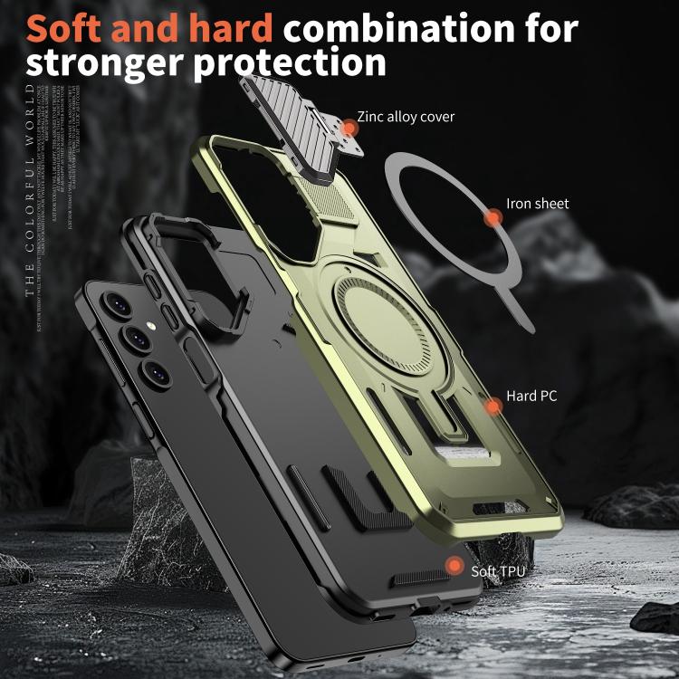 For Samsung Galaxy A15 Shield Frame Holder MagSafe Phone Case