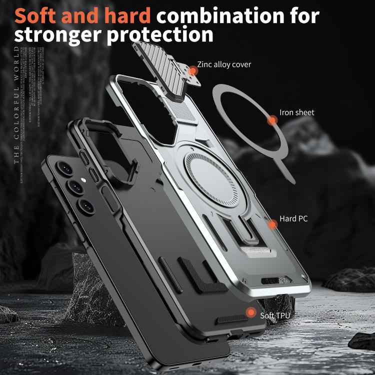 For Samsung Galaxy A25 5G Shield Frame Holder MagSafe Phone Case