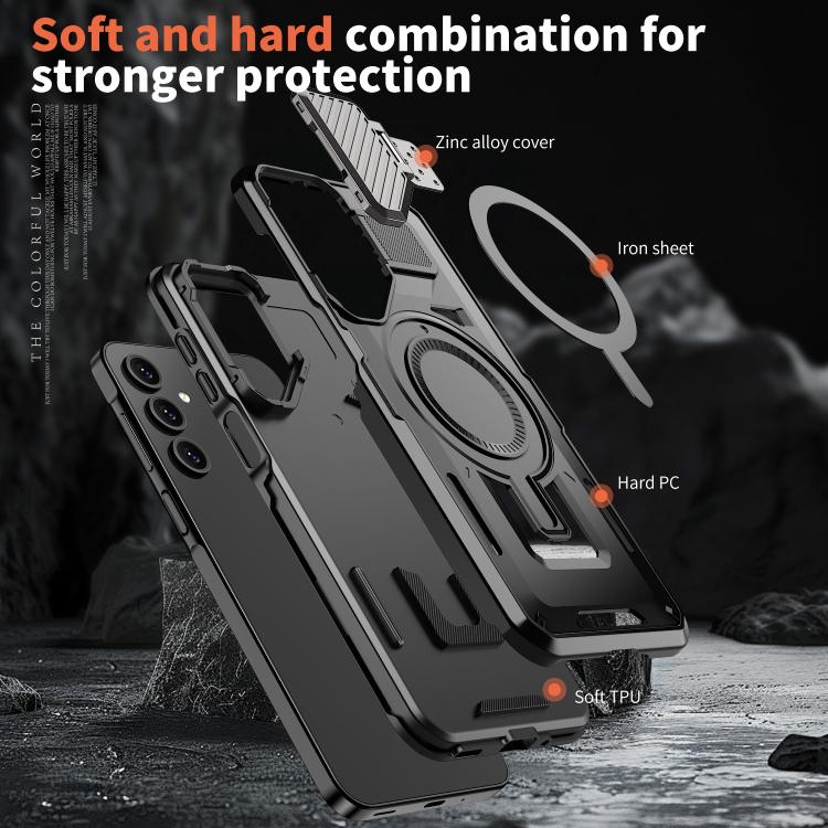 For Samsung Galaxy A35 5G Shield Frame Holder MagSafe Phone Case