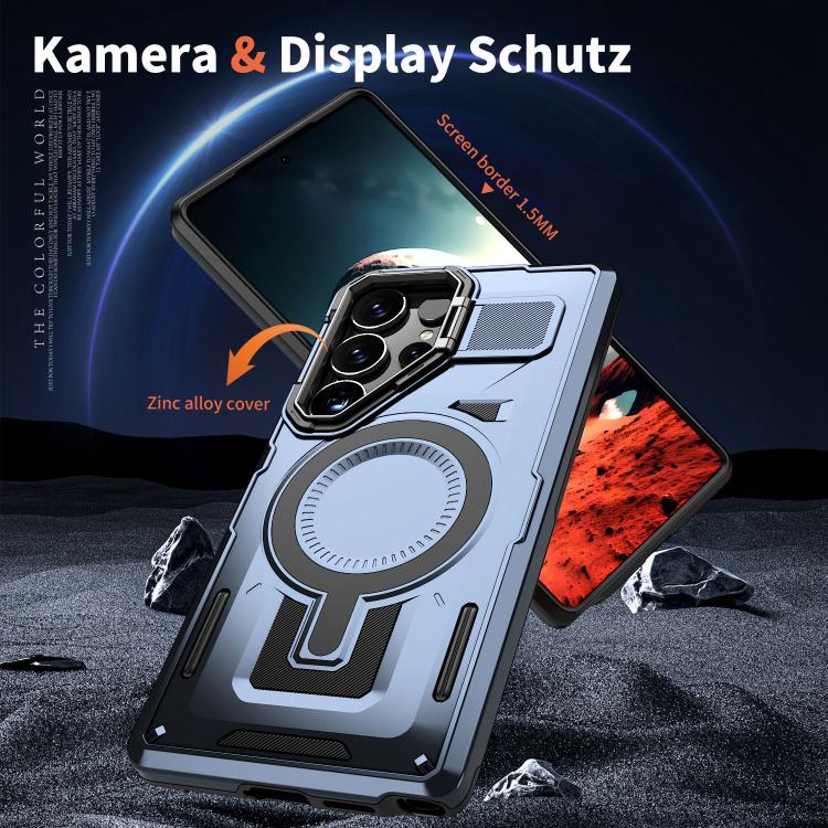 For Samsung Galaxy S24 5G Shield Hollow Frame Holder MagSafe Phone Case