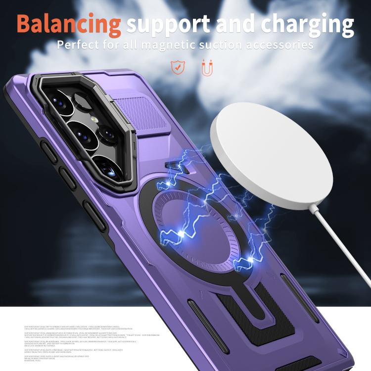 For Samsung Galaxy S24 5G Shield Hollow Frame Holder MagSafe Phone Case