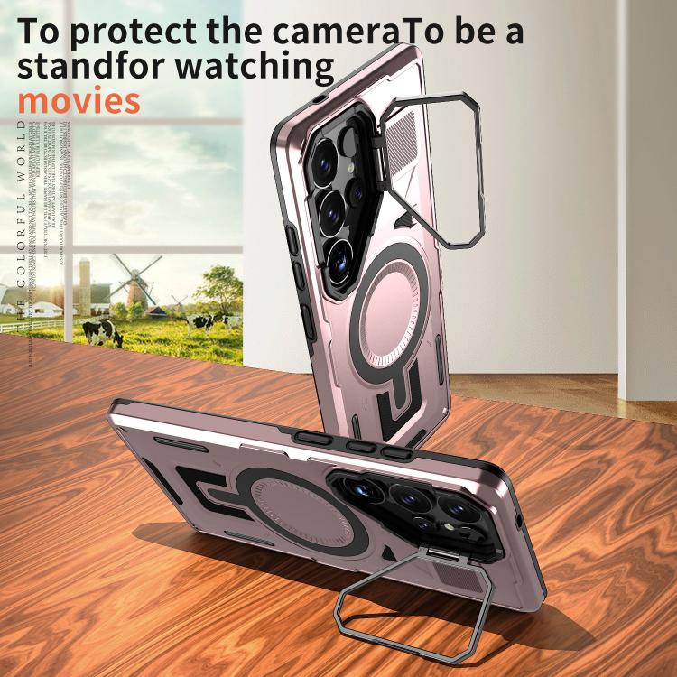 For Samsung Galaxy S23 Ultra 5G Shield Hollow Frame Holder MagSafe Phone Case
