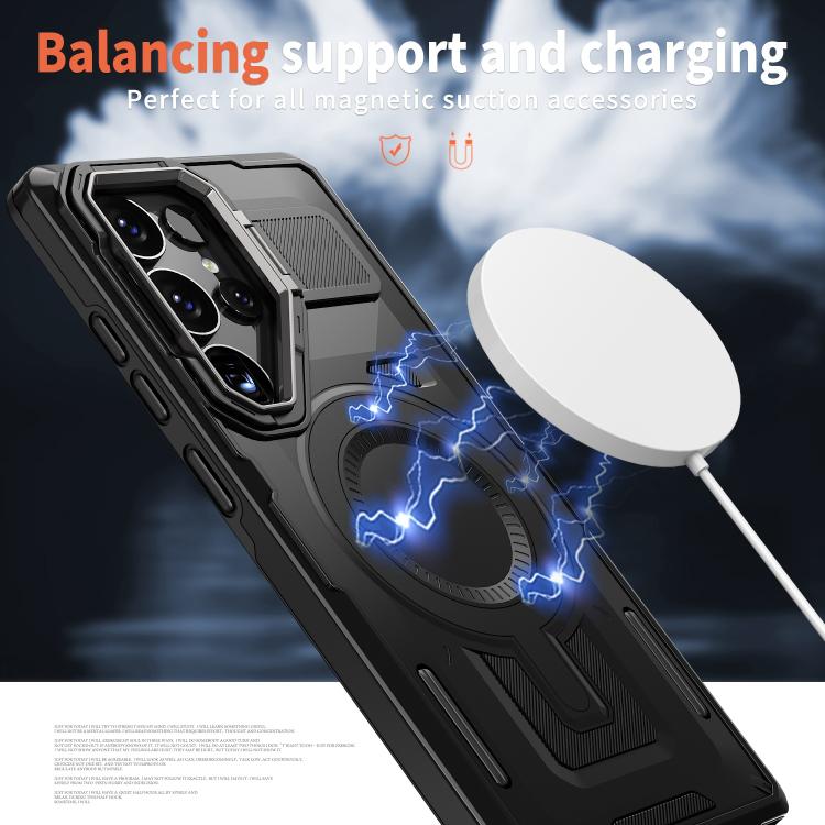 For Samsung Galaxy S23 5G Shield Hollow Frame Holder MagSafe Phone Case