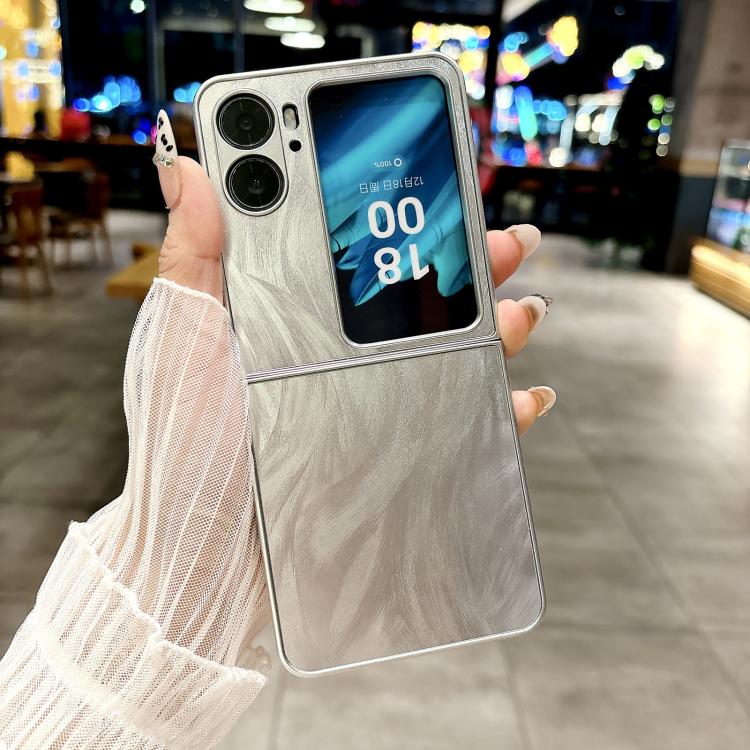 For OPPO Find N2 Flip Silver Edge PC Folding Phone Case
