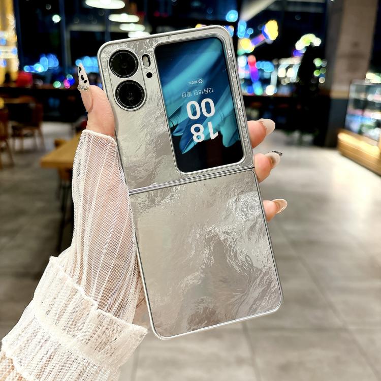 For OPPO Find N2 Flip Silver Edge PC Folding Phone Case