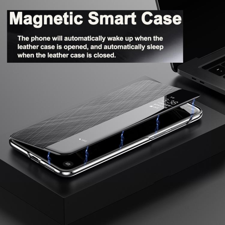For Huawei Mate 60 Smart View Window Plain Leather Paint PC Phone Case