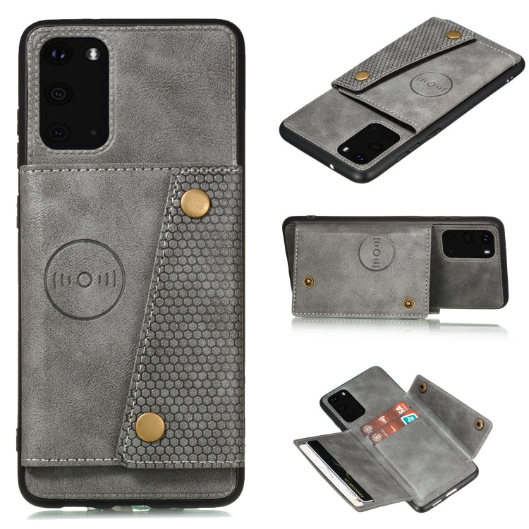 For Samsung Galaxy Note 20 Double Buckle PU + TPU Shockproof Magnetic Protective Case with Card Slot & Holder