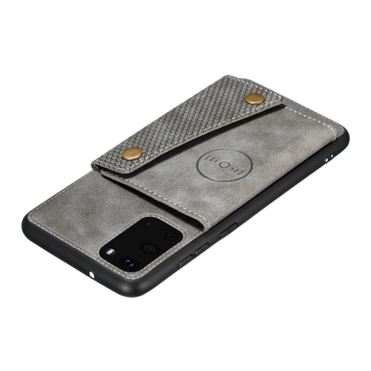 For Samsung Galaxy Note 20 Double Buckle PU + TPU Shockproof Magnetic Protective Case with Card Slot & Holder