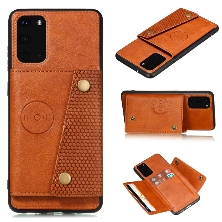 For Samsung Galaxy Note 20 Double Buckle PU + TPU Shockproof Magnetic Protective Case with Card Slot & Holder