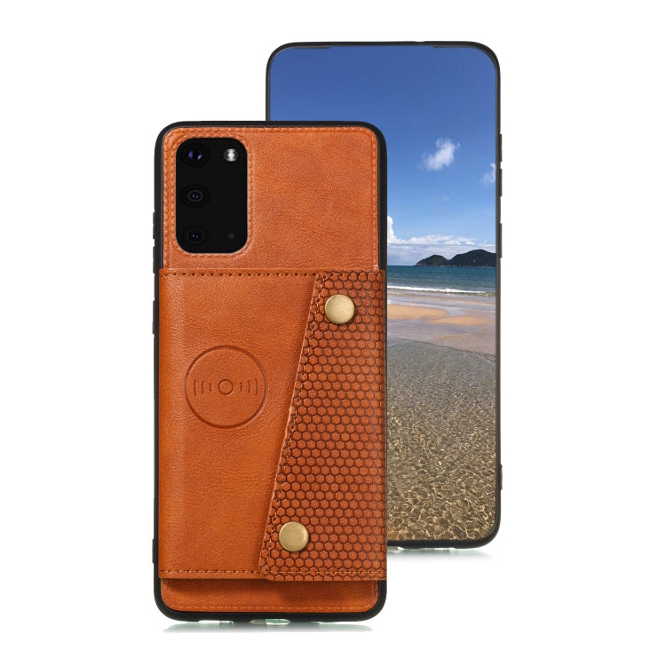 For Samsung Galaxy Note 20 Double Buckle PU + TPU Shockproof Magnetic Protective Case with Card Slot & Holder