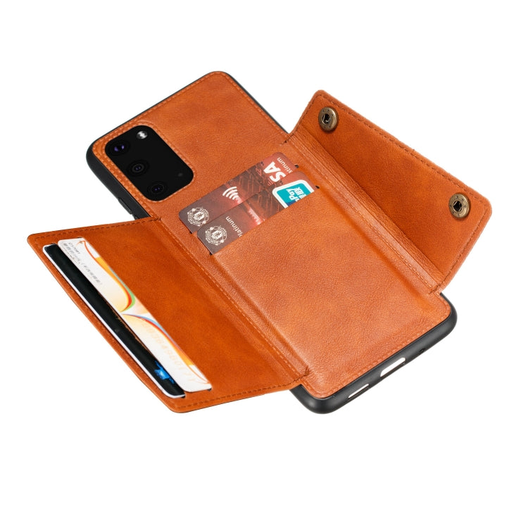 For Samsung Galaxy Note 20 Double Buckle PU + TPU Shockproof Magnetic Protective Case with Card Slot & Holder