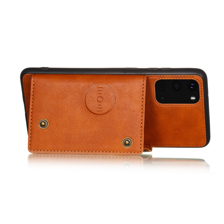 For Samsung Galaxy Note 20 Double Buckle PU + TPU Shockproof Magnetic Protective Case with Card Slot & Holder
