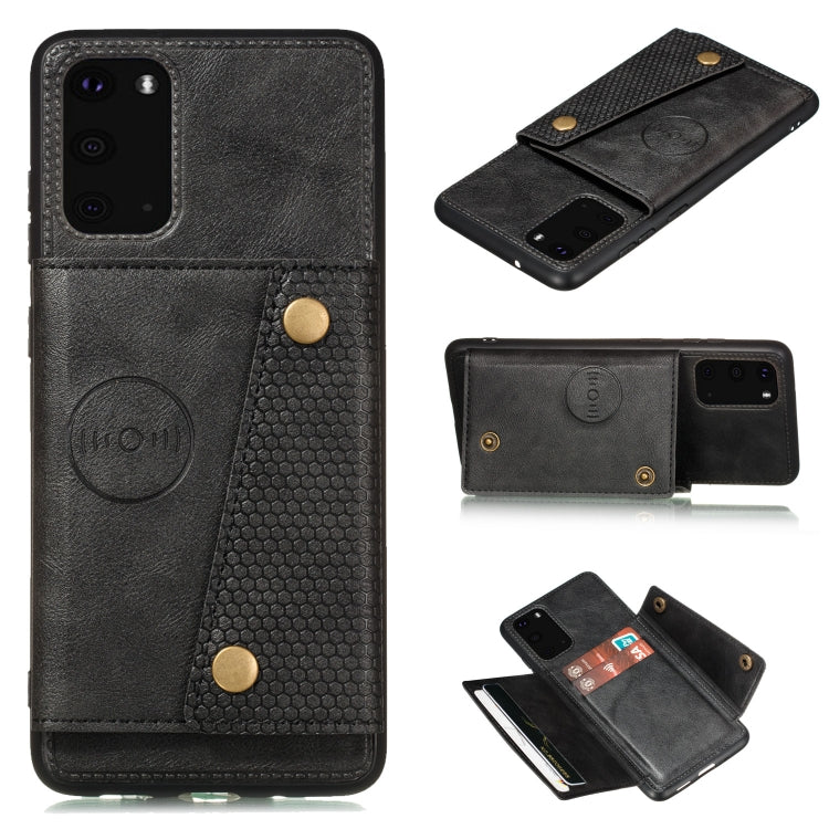 For Samsung Galaxy Note 20 Double Buckle PU + TPU Shockproof Magnetic Protective Case with Card Slot & Holder