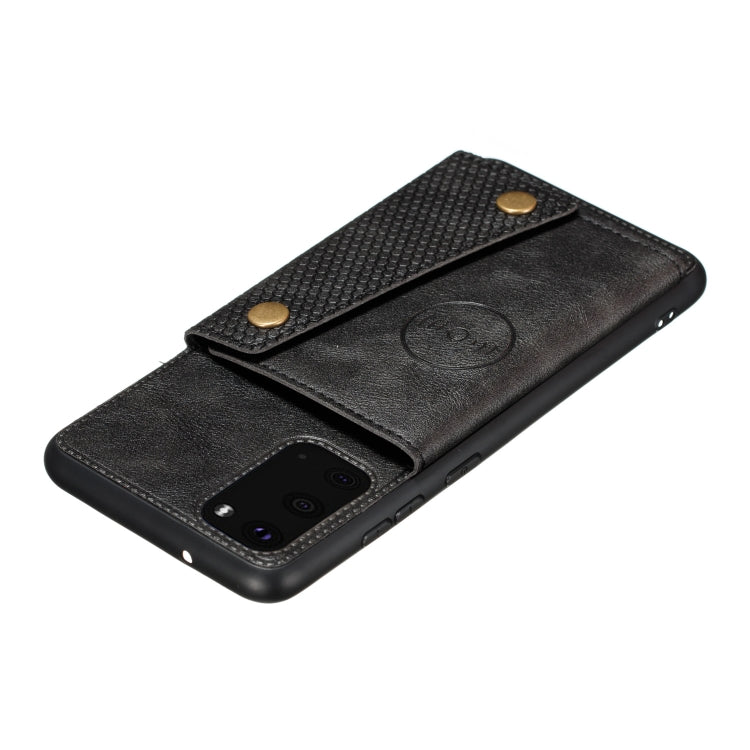 For Samsung Galaxy Note 20 Double Buckle PU + TPU Shockproof Magnetic Protective Case with Card Slot & Holder