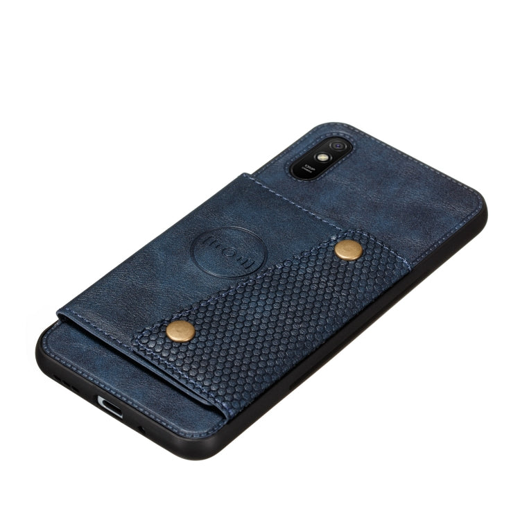For Xiaomi Redmi 9A Double Buckle PU + TPU Shockproof Magnetic Protective Case with Card Slot & Holder