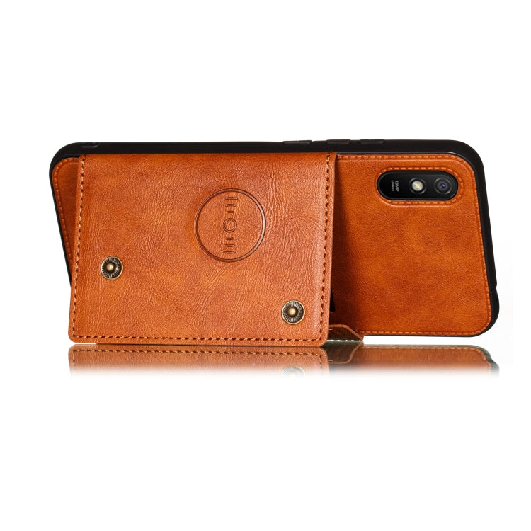 For Xiaomi Redmi 9A Double Buckle PU + TPU Shockproof Magnetic Protective Case with Card Slot & Holder