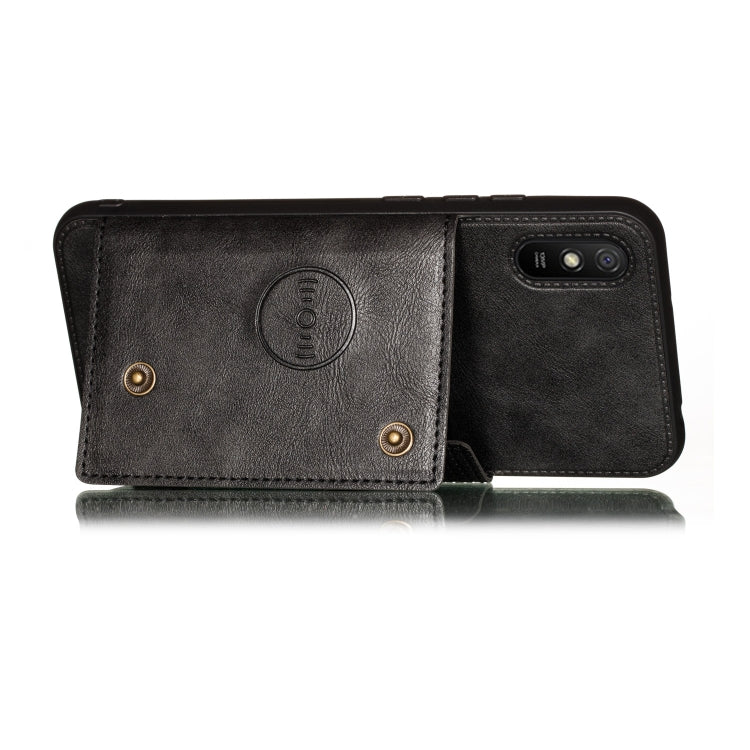 For Xiaomi Redmi 9A Double Buckle PU + TPU Shockproof Magnetic Protective Case with Card Slot & Holder