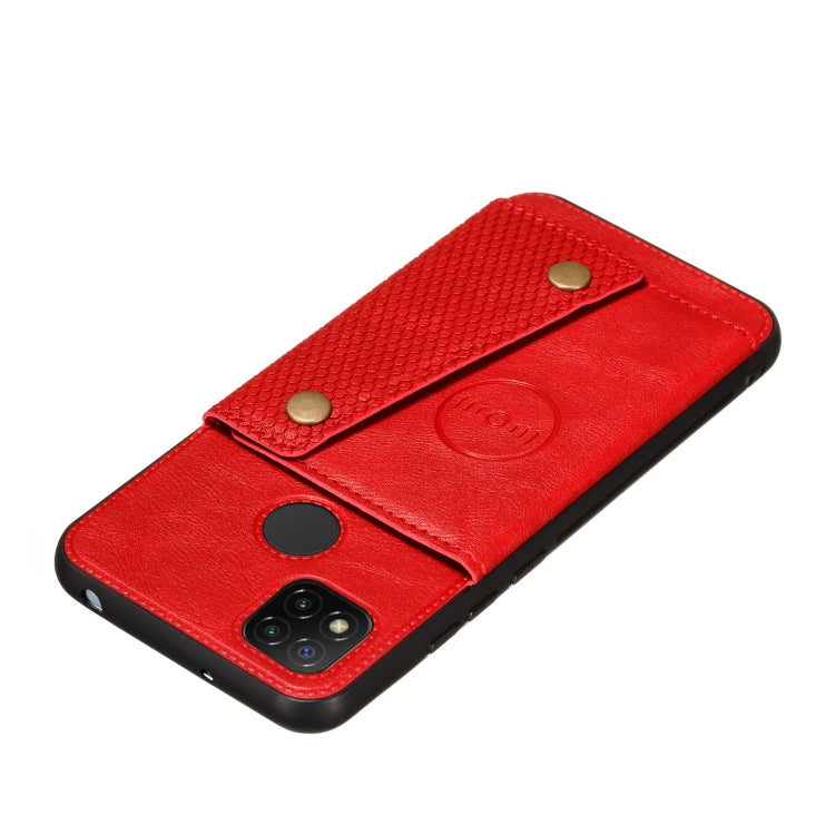 For Xiaomi Redmi 9C Double Buckle PU + TPU Shockproof Magnetic Protective Case with Card Slot & Holder