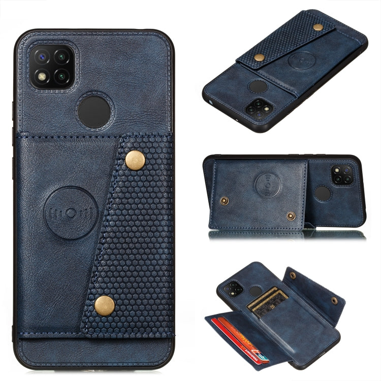 For Xiaomi Redmi 9C Double Buckle PU + TPU Shockproof Magnetic Protective Case with Card Slot & Holder